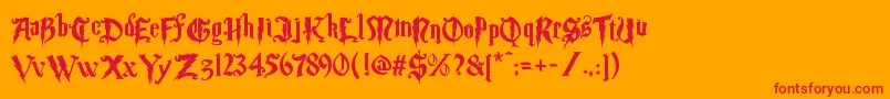 Magic School Two-Schriftart – Rote Schriften auf orangefarbenem Hintergrund