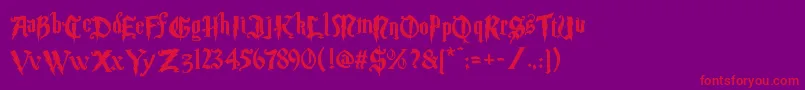 Magic School Two-Schriftart – Rote Schriften auf violettem Hintergrund