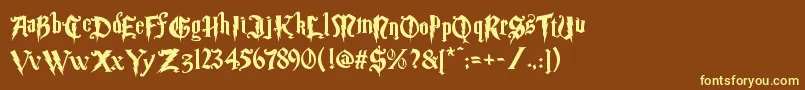 Magic School Two Font – Yellow Fonts on Brown Background