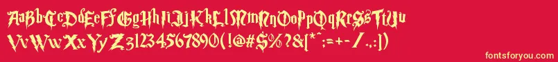 Magic School Two-fontti – keltaiset fontit punaisella taustalla