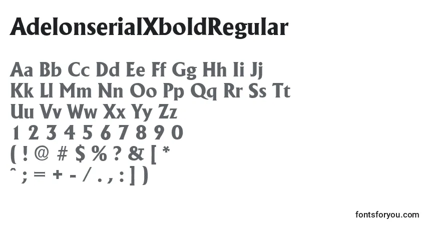 Schriftart AdelonserialXboldRegular – Alphabet, Zahlen, spezielle Symbole