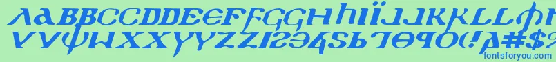HolyEmpireExpandedItalic Font – Blue Fonts on Green Background