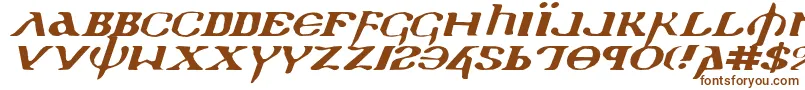 HolyEmpireExpandedItalic-Schriftart – Braune Schriften auf weißem Hintergrund