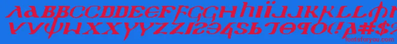 HolyEmpireExpandedItalic-fontti – punaiset fontit sinisellä taustalla