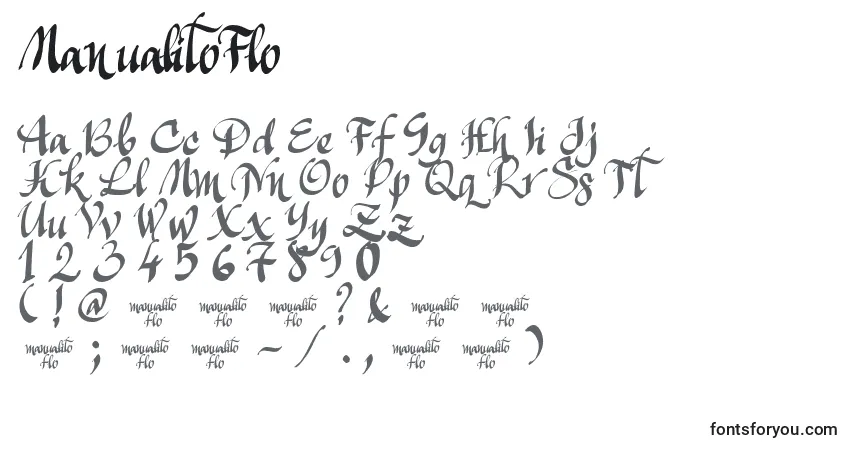 Шрифт ManualitoFlo – алфавит, цифры, специальные символы