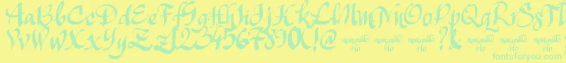 ManualitoFlo-Schriftart – Grüne Schriften auf gelbem Hintergrund