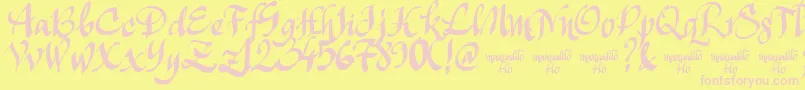 Шрифт ManualitoFlo – розовые шрифты на жёлтом фоне