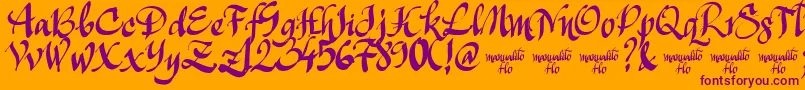 ManualitoFlo Font – Purple Fonts on Orange Background