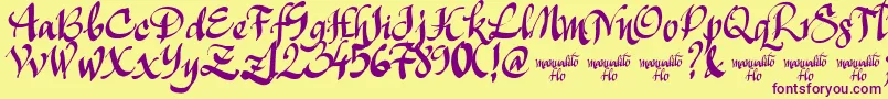 ManualitoFlo Font – Purple Fonts on Yellow Background