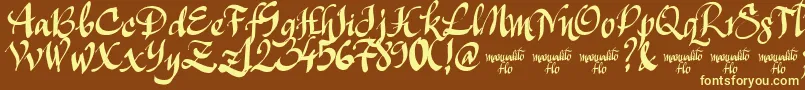 ManualitoFlo-Schriftart – Gelbe Schriften auf braunem Hintergrund