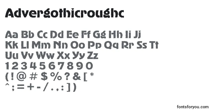 A fonte Advergothicroughc – alfabeto, números, caracteres especiais