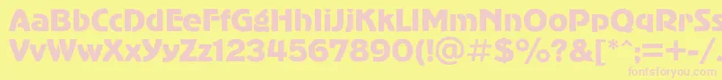 Advergothicroughc-fontti – vaaleanpunaiset fontit keltaisella taustalla