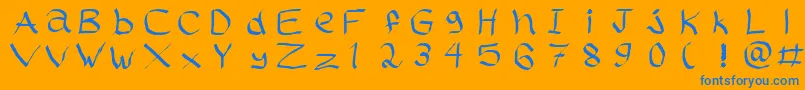 Rasstapp1.02-Schriftart – Blaue Schriften auf orangefarbenem Hintergrund