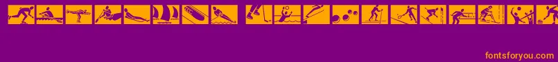 フォントSportsTwoMt – 紫色の背景にオレンジのフォント