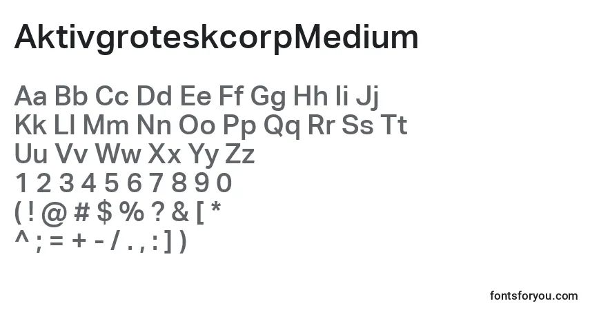 Fuente AktivgroteskcorpMedium - alfabeto, números, caracteres especiales