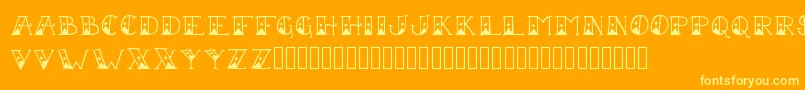 SailorScrawlFancy-Schriftart – Gelbe Schriften auf orangefarbenem Hintergrund