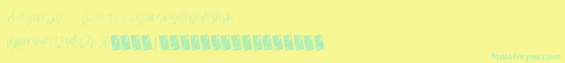 Litehand Font – Green Fonts on Yellow Background