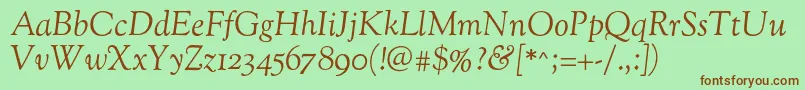 OflgoudystmItalic Font – Brown Fonts on Green Background