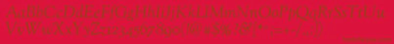OflgoudystmItalic Font – Brown Fonts on Red Background