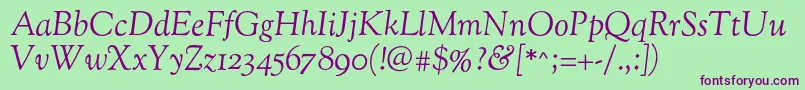 OflgoudystmItalic Font – Purple Fonts on Green Background