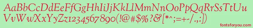 OflgoudystmItalic Font – Red Fonts on Green Background