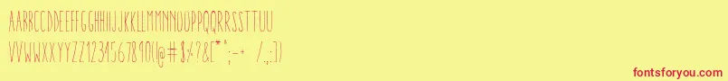 フォントAracneUltraCondensedLight – 赤い文字の黄色い背景