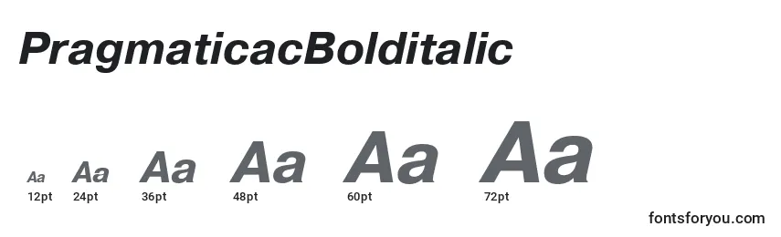 Размеры шрифта PragmaticacBolditalic
