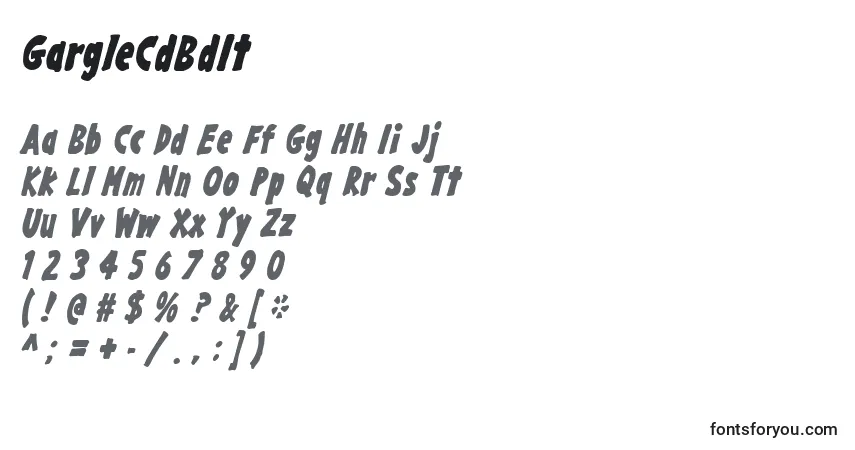 A fonte GargleCdBdIt – alfabeto, números, caracteres especiais