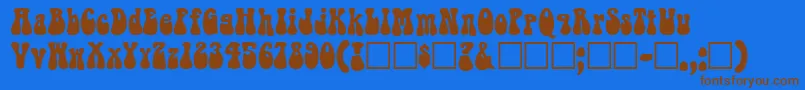 Belbott0フォントについての詳細 フォントBelbott0 – 茶色の文字が青い背景にあります。