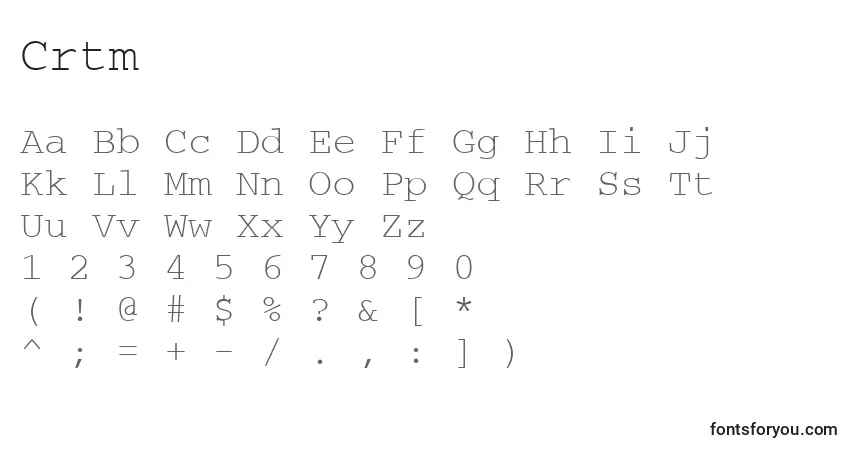 A fonte Crtm – alfabeto, números, caracteres especiais