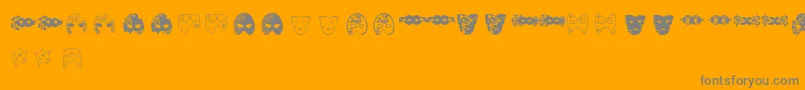 ME1scarasVenezianas..NatyEBell-Schriftart – Graue Schriften auf orangefarbenem Hintergrund