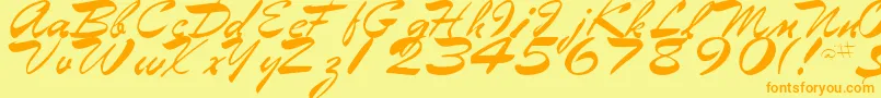 EggbertRegularTtstd-Schriftart – Orangefarbene Schriften auf gelbem Hintergrund