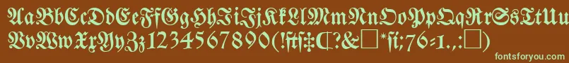 フォントFrkC – 緑色の文字が茶色の背景にあります。
