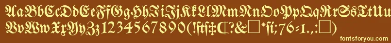 FrkC-fontti – keltaiset fontit ruskealla taustalla
