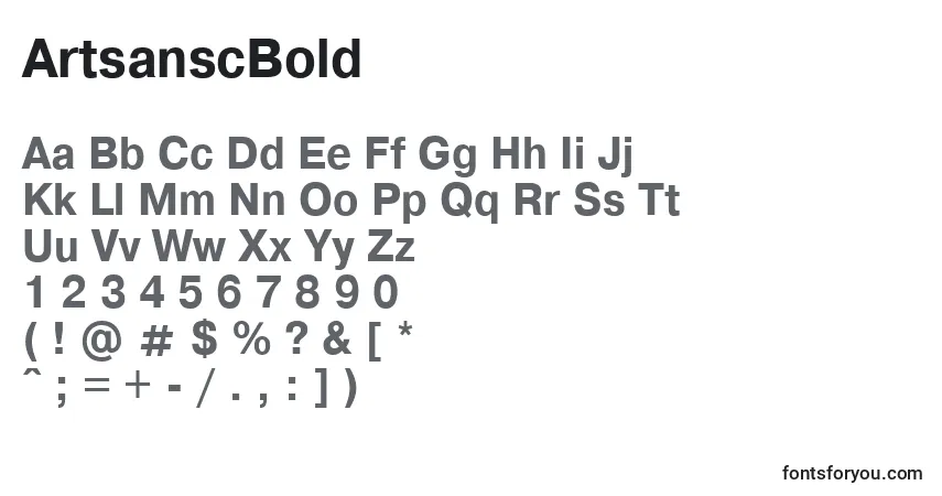 Шрифт ArtsanscBold – алфавит, цифры, специальные символы