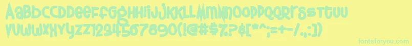 Fonte Thursdoo – fontes verdes em um fundo amarelo