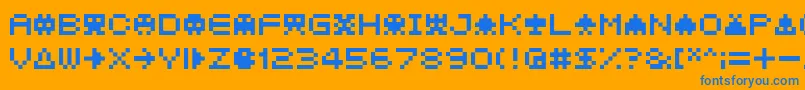 フォント04b 21  – オレンジの背景に青い文字