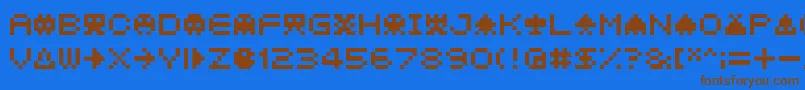 フォント04b 21  – 茶色の文字が青い背景にあります。