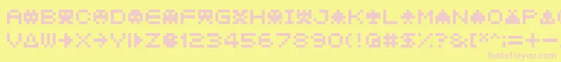 04b 21 -fontti – vaaleanpunaiset fontit keltaisella taustalla