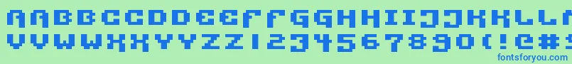 フォントPixtech2 – 青い文字は緑の背景です。