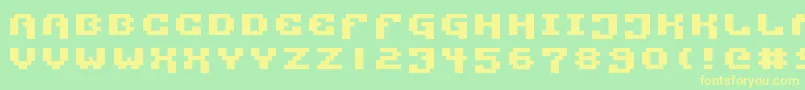 Pixtech2 Font – Yellow Fonts on Green Background