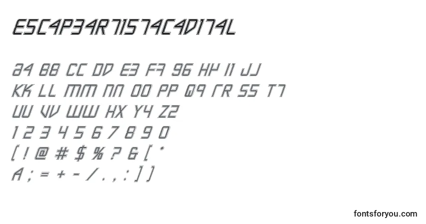Escapeartistacadital Font – alphabet, numbers, special characters
