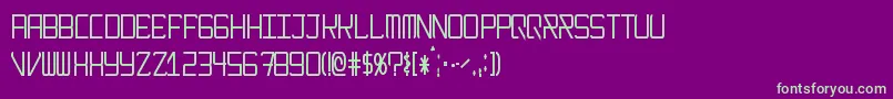ModernismNarrow-Schriftart – Grüne Schriften auf violettem Hintergrund