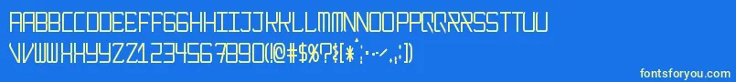 ModernismNarrow-Schriftart – Gelbe Schriften auf blauem Hintergrund