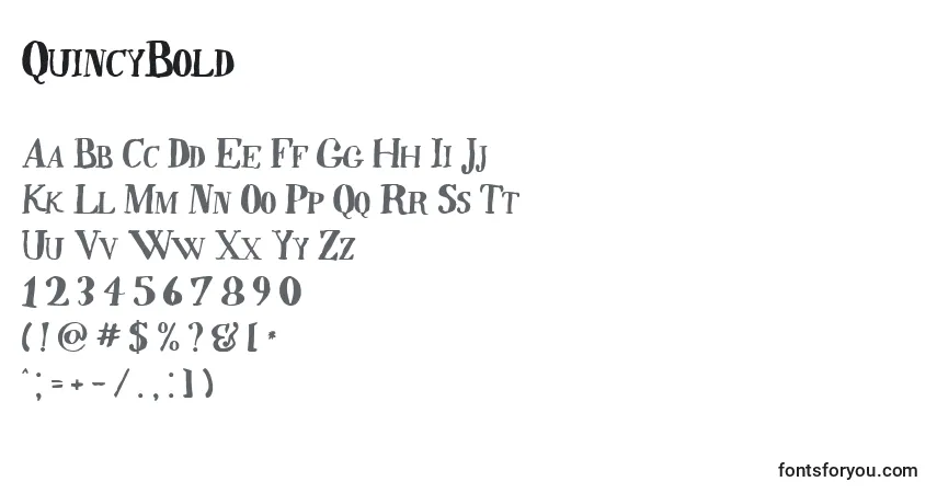 Шрифт QuincyBold – алфавит, цифры, специальные символы
