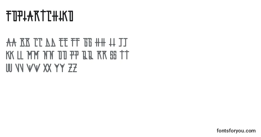 A fonte FopiArtchiko – alfabeto, números, caracteres especiais