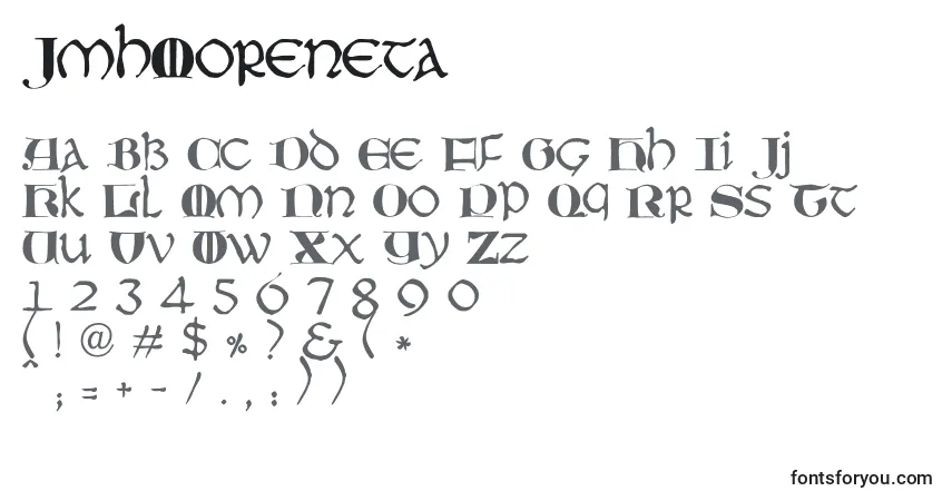 Schriftart JmhMoreneta – Alphabet, Zahlen, spezielle Symbole