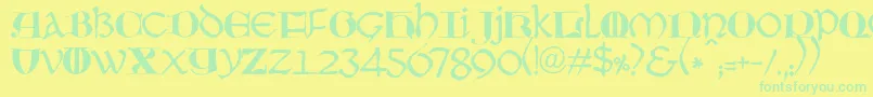 JmhMoreneta Font – Green Fonts on Yellow Background