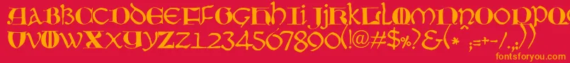 JmhMoreneta Font – Orange Fonts on Red Background