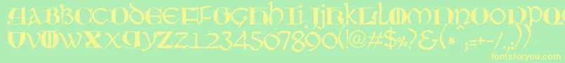 JmhMoreneta Font – Yellow Fonts on Green Background
